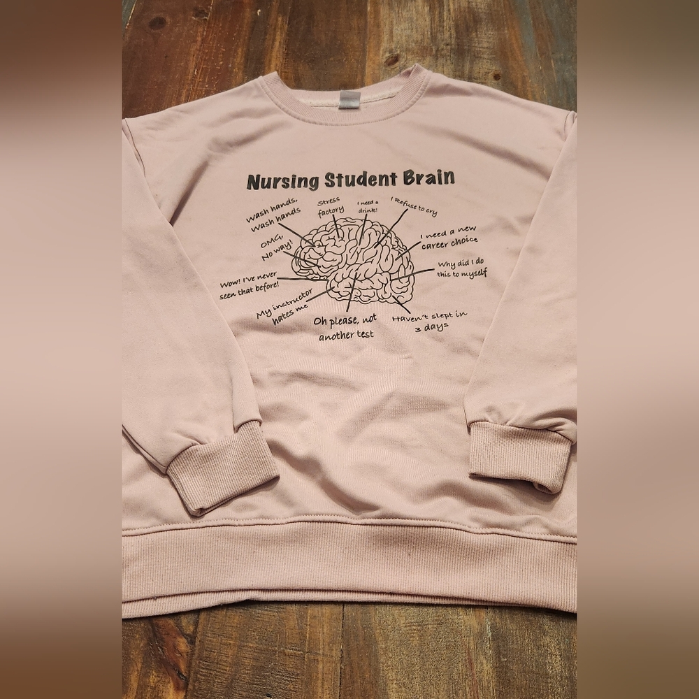 Pink Nursing Student Brain Sweatshirt